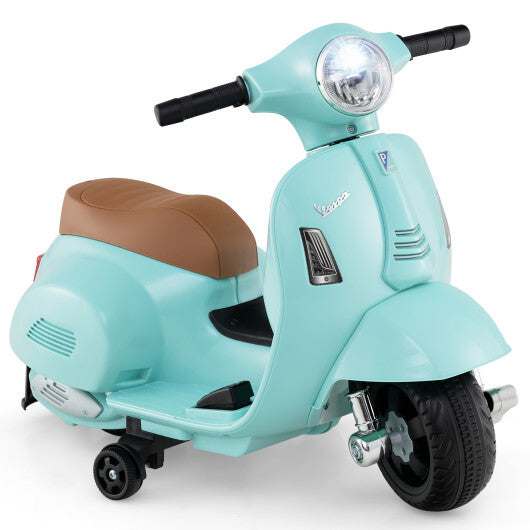 Kids Ride on Motorcycle Licensed Vespa with LED Headlight and Horn Sound-Green W2B