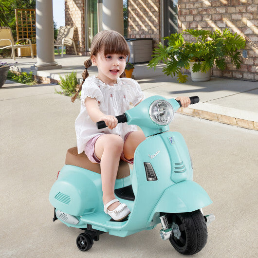 Kids Ride on Motorcycle Licensed Vespa with LED Headlight and Horn Sound-Green W2B