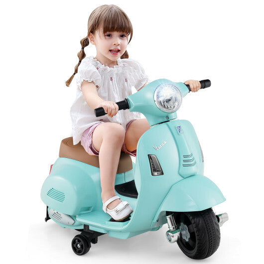 Kids Ride on Motorcycle Licensed Vespa with LED Headlight and Horn Sound-Green W2B
