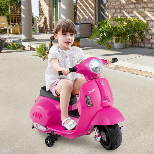 Kids Ride on Motorcycle Licensed Vespa with LED Headlight and Horn Sound-Green W2B