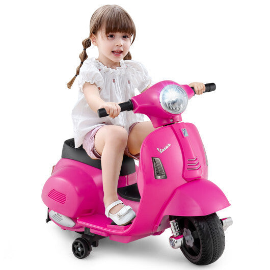Kids Ride on Motorcycle Licensed Vespa with LED Headlight and Horn Sound-Green W2B