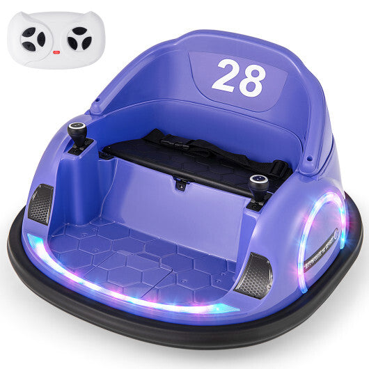 12V 360? Ride on Bumper Car for Toddlers with Remote Control-Purple - Color: Purple W2B