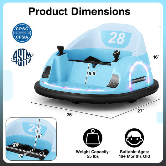 12V 360? Ride on Bumper Car for Toddlers with Remote Control-Pink W2B