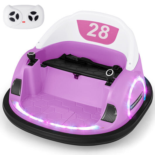12V 360? Ride on Bumper Car for Toddlers with Remote Control-Pink W2B