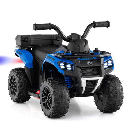 6V Kids Ride On ATV with Spray Function and Storage Box with Music-Blue W2B
