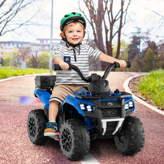 6V Kids Ride On ATV with Spray Function and Storage Box with Music-Blue W2B