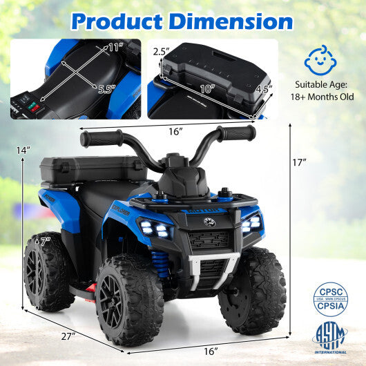 6V Kids Ride On ATV with Spray Function and Storage Box with Music-Blue W2B
