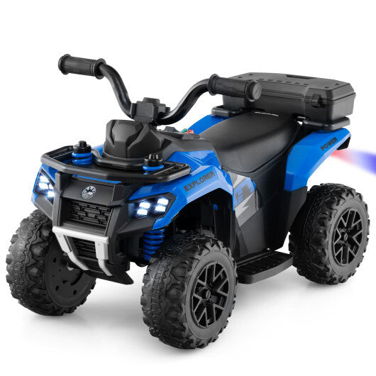 6V Kids Ride On ATV with Spray Function and Storage Box with Music-Blue W2B