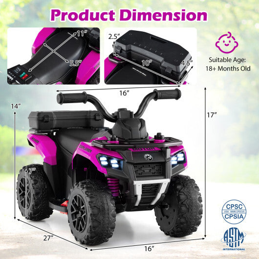 6V Kids Ride On ATV with Spray Function and Storage Box with Music-Blue W2B