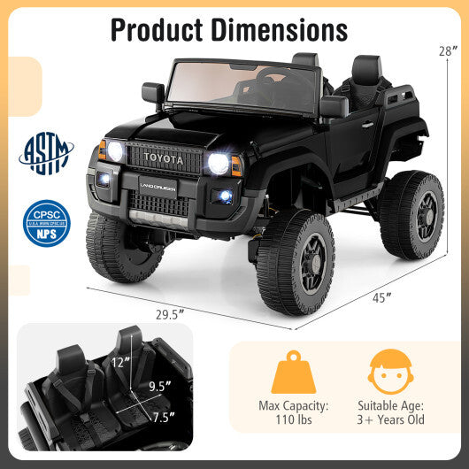 24V 2 Seater Ride on Car 4WD/2WD Switchable for Kids with Remote for Ages 3+-Black W2B