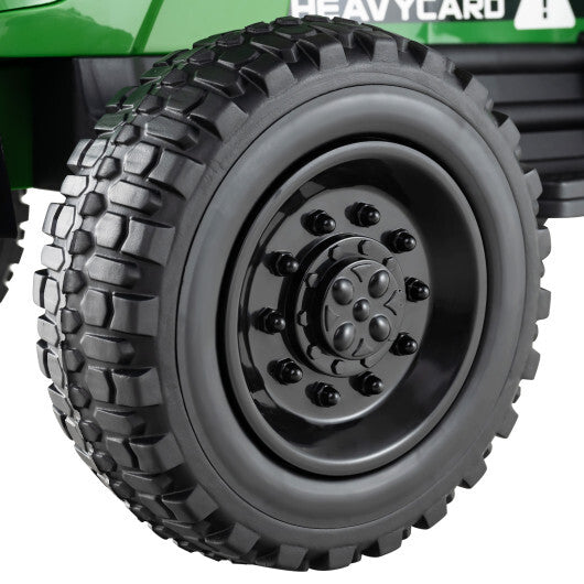 12V 2-in-1 Kids Ride On Tractor with Trailer and 3-Gear Shift-Grayish Green W2B
