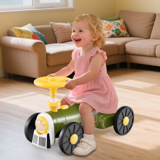 Ride on Toy with Steering Wheel and Train Whistle Sound Button-Green - Color: Green W2B