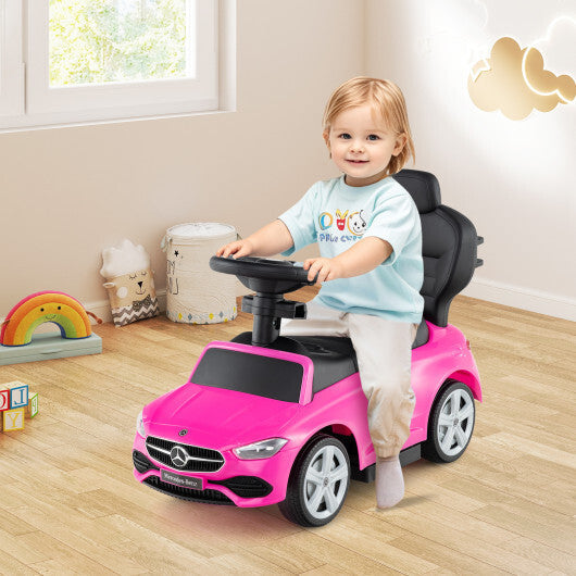 3-in-1 Ride on Push Car Mercedes-Benz Licensed Sliding Car with Canopy-Pink - Color: Pink W2B
