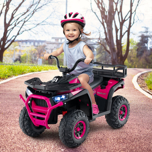 24V Kids Ride on Electric ATV Quad Car with Realistic Sounds and  LED Lights-Black