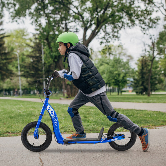 Kids Scooter Youth Kick Scooter with Adjustable Height Handlebar 12-Inch Inflatable Wheels-Pink W2B