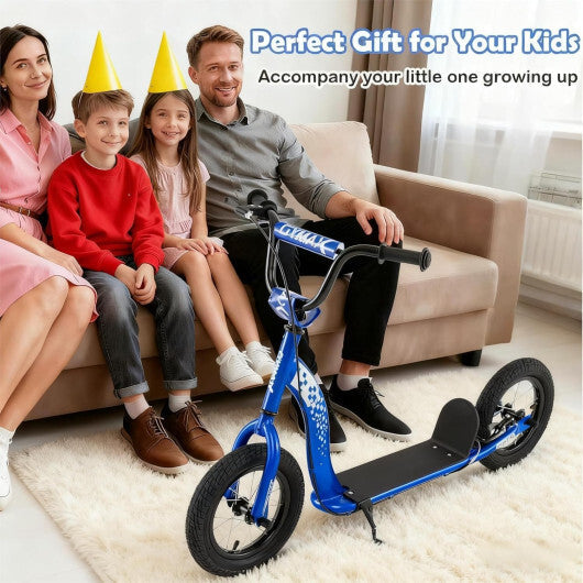 Kids Scooter Youth Kick Scooter with Adjustable Height Handlebar 12-Inch Inflatable Wheels-Pink W2B