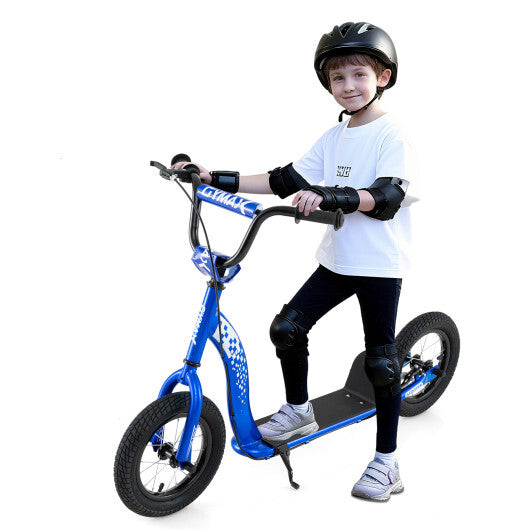 Kids Scooter Youth Kick Scooter with Adjustable Height Handlebar 12-Inch Inflatable Wheels-Pink W2B