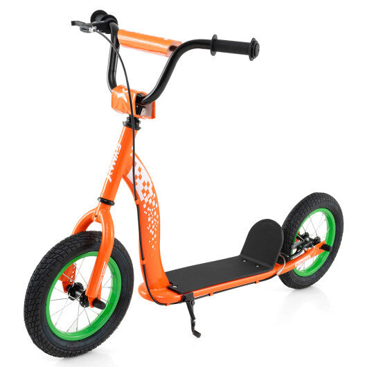 Kids Scooter Youth Kick Scooter with Adjustable Height Handlebar 12-Inch Inflatable Wheels-Pink W2B