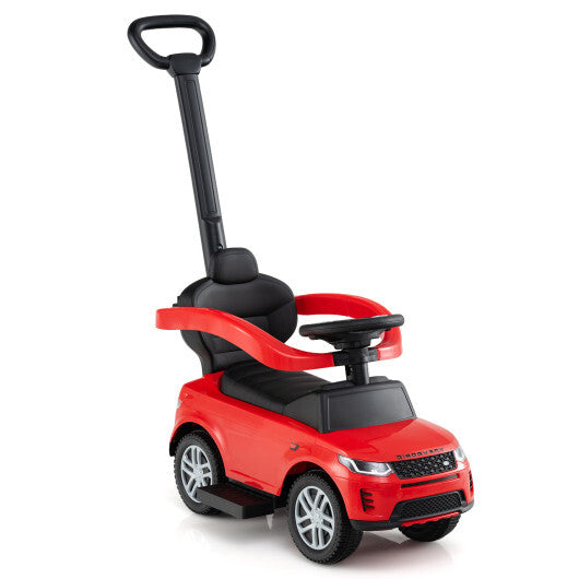 3 in 1 Push Car with Removable Handle and Guardrail for Kids 18-36 Months Old-Red W2B