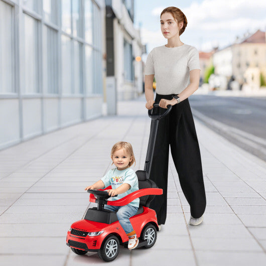 3 in 1 Push Car with Removable Handle and Guardrail for Kids 18-36 Months Old-Red W2B