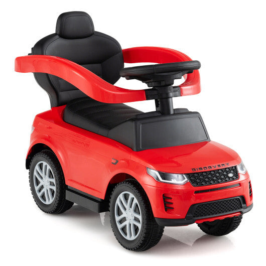 3 in 1 Push Car with Removable Handle and Guardrail for Kids 18-36 Months Old-Red W2B
