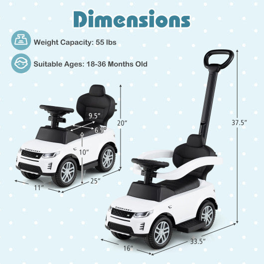 3 in 1 Push Car with Removable Handle and Guardrail for Kids 18-36 Months Old-Red W2B