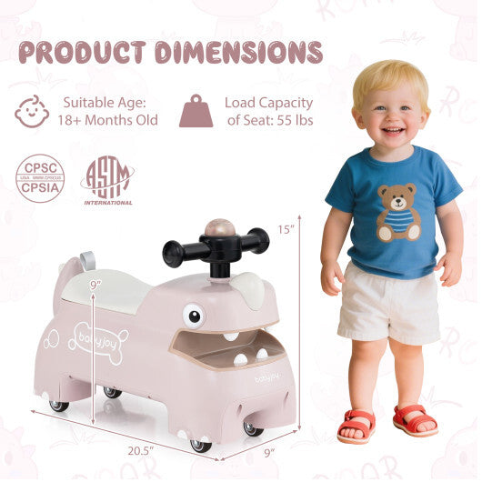 Toddler Ride on Toy Walking Sliding Car with Lights and Music-Pink - Color: Pink W2B