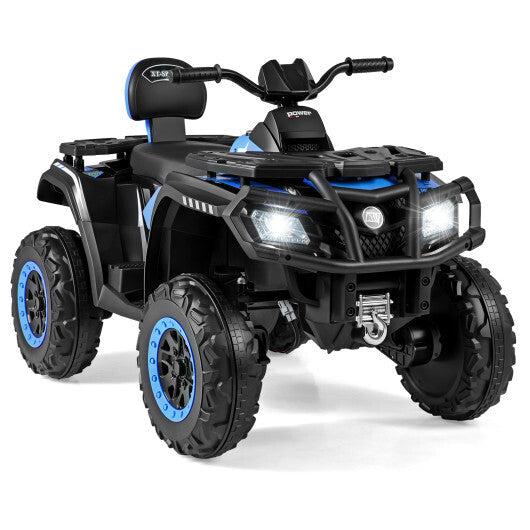 24V Kids ATV 2-Seater with 4 Motors with LED Lights and Music-Blue W2B