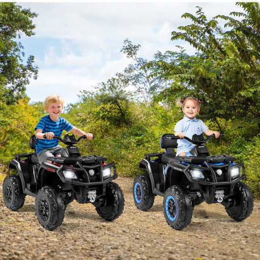 24V Kids ATV 2-Seater with 4 Motors with LED Lights and Music-Blue W2B