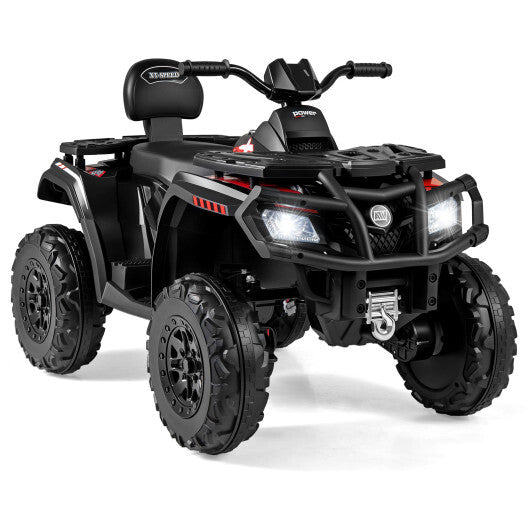 24V Kids ATV 2-Seater with 4 Motors with LED Lights and Music-Blue W2B