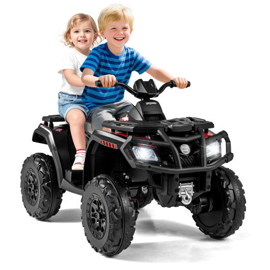 24V Kids ATV 2-Seater with 4 Motors with LED Lights and Music-Blue W2B