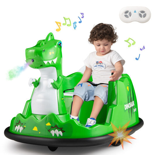 12V Bumper Car with Spray Function and Remote Control for Toddlers Aged 2-5-Green W2B
