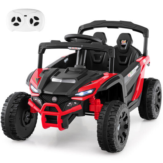 12V Kids Ride On Car UTV Electric Vehicle with LED Lights  Music and Horn-Black