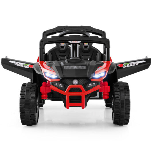 12V Kids Ride On Car UTV Electric Vehicle with LED Lights  Music and Horn-Black