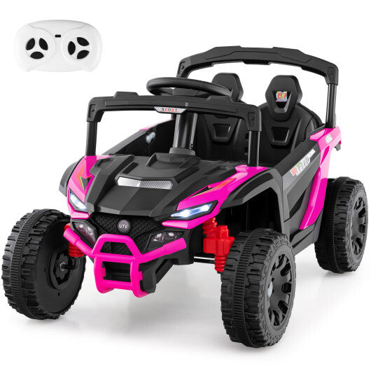 12V Kids Ride On Car UTV Electric Vehicle with LED Lights  Music and Horn-Black