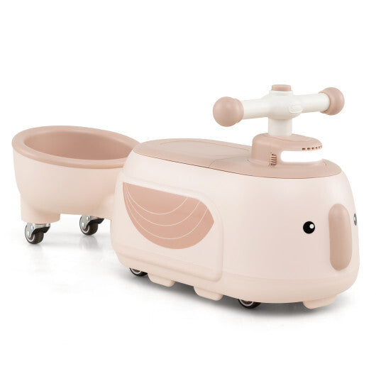 Toddler Ride on Toy with Trailer and Light Music-Blue