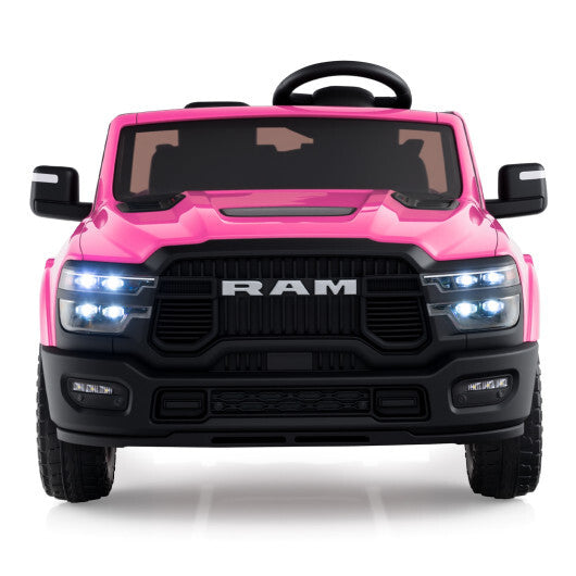 2 Seater 24V Ride on Toy for Big Kids Licensed Ram Truck with Remote and Music-Pink - Color: Pink W2B