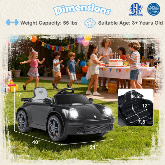 12V Electric Ride On Car Licensed RUF?CTR with Remote Control and Music-Black - Color: Black W2B