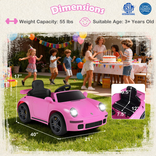 12V Electric Ride On Car Licensed RUFCTR with Remote Control and Music-Pink