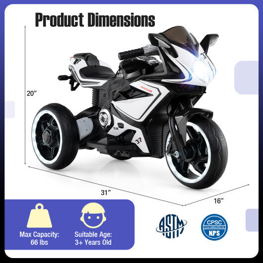 Kids Ride on Motorcycle 6V Battery Powered Mini Electric Motorbike with LED Lights-Red W2B