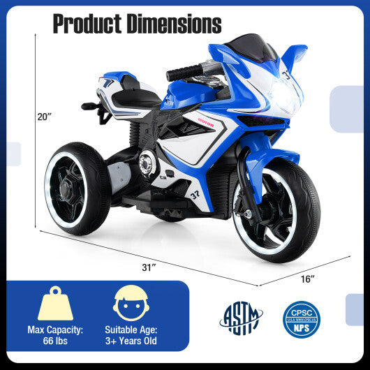 Kids Ride on Motorcycle 6V Battery Powered Mini Electric Motorbike with LED Lights-Red W2B