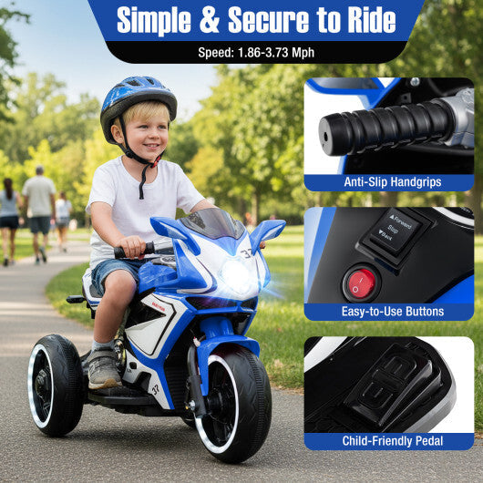 Kids Ride on Motorcycle 6V Battery Powered Mini Electric Motorbike with LED Lights-Red W2B