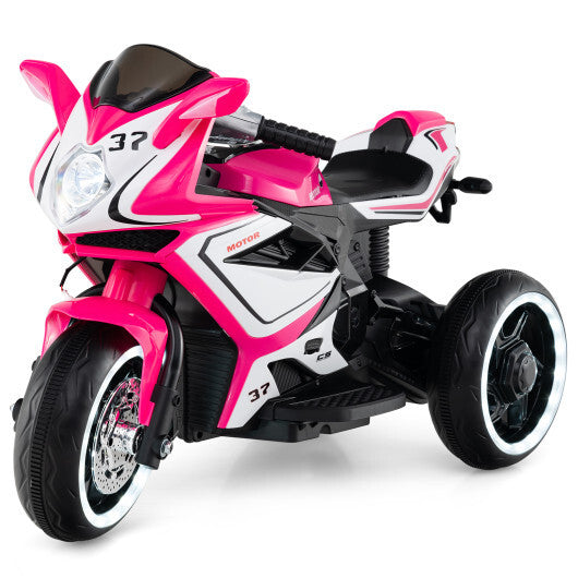 Kids Ride on Motorcycle 6V Battery Powered Mini Electric Motorbike with LED Lights-Red W2B