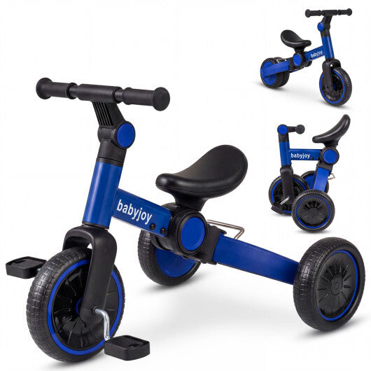 5-In-1 Toddler Bike Kids Balance Bike with Removable Pedals-Blue W2B