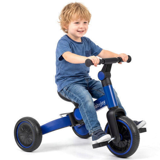 5-In-1 Toddler Bike Kids Balance Bike with Removable Pedals-Blue W2B