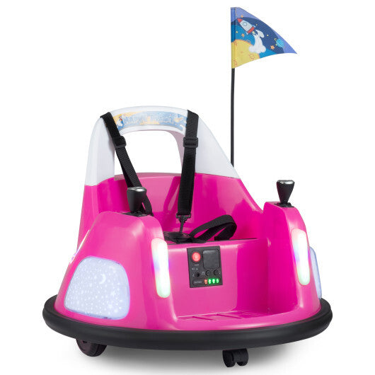 12V Kids Ride On Bumper Car with Remote Control and Flashing Lights-Pink