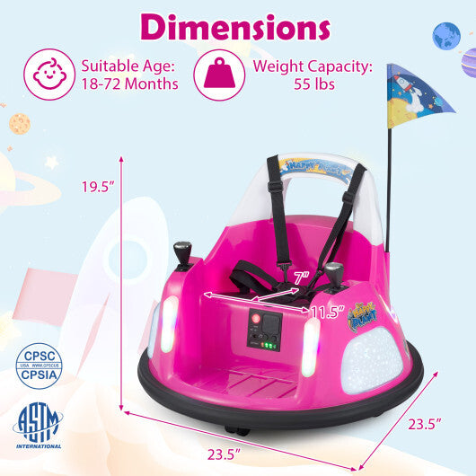 12V Kids Ride On Bumper Car with Remote Control and Flashing Lights-Pink