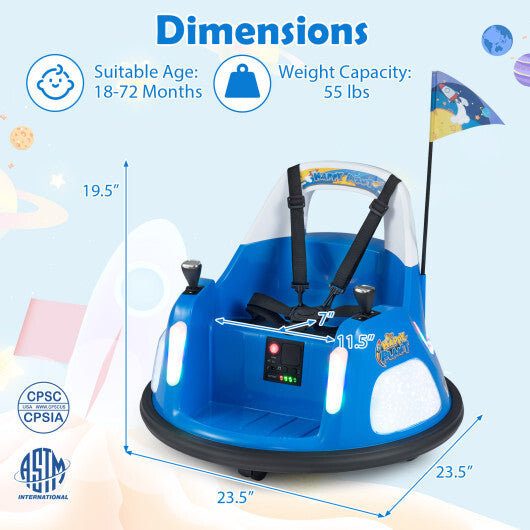 12V Kids Ride On Bumper Car with Remote Control and Flashing Lights-Pink