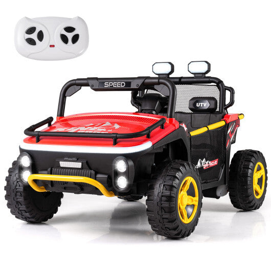 24V Ride on Toy for Kids 2 Seater Ride on Truck Car with Horn Music Story-Red - Color: Red W2B