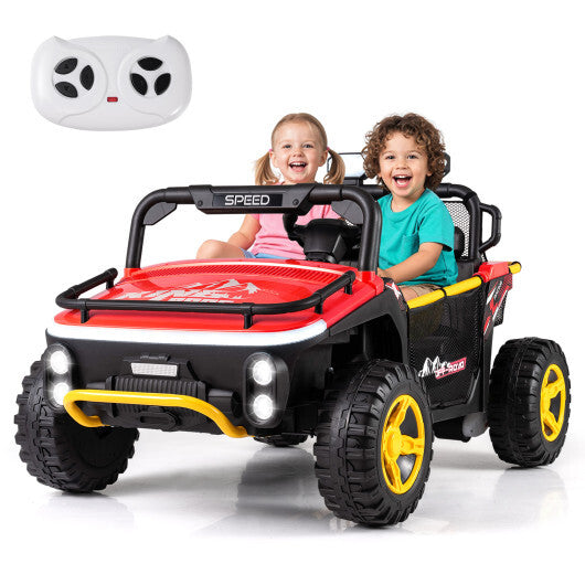 24V Ride on Toy for Kids 2 Seater Ride on Truck Car with Horn Music Story-Red - Color: Red W2B